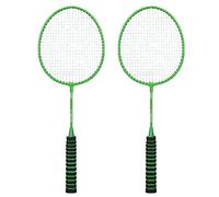 Septpenta Badminton Rackets Set Of 2, T Shaped Design, Split Type Racquet, 22.64in Anti Vibration Iron Alloy Double Feather Racket Badminton Racket for Outdoor Backyard Gymnasium(Green)
