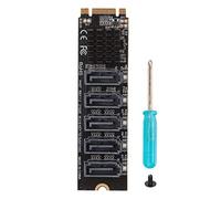 Septpenta M.2 to SATA3.0 Helicopter Card, High Speed Transfer Add Heatsink, PH57 M.2 to SATA3.0 5 Port Hard Drive Expansion Card, PCI e to SATA Adapter Card for Jmb585 Chip