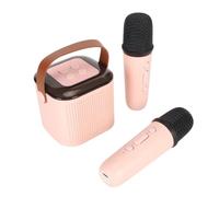 Septpenta Mini Karaoke Machine with 2 Wireless Microphones, Portable RGB Lights Bluetooth Speaker, Suitable for Girls Boys Birthday Indoor Outdoor Family Party Gifts(Pink)