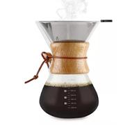 Septpenta Pour over Coffee Maker with Stainless Steel Filter, 800ml Portable Pour Glass Into the Coffee Machine, Modern Sophisticated Decor for Kitchen or Office