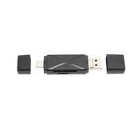 Septpenta SD Card Reader, 3 in 1 Card Reader Slim Design, Dual Card Slots Storage Card Reader, 3 Connectors, Compatible with Windows, OS X and Android Operating Systems for Office File Transfer