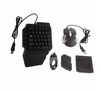 Septpenta Single Handed Gaming Keyboard and Mouse Combo, Rainbow Backlit 35 Key Mechanical Gaming Keyboard and RGB Gaming Mouse and Converter for Android and OS