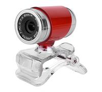 Septpenta USB 0.3 Megapixel HD Webcam with Microphone 360° Rotation and Flexible Angle Adjustment for Online Meetings, Laptops and Desktops (red+silver)