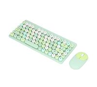 Septpenta USB Keyboard and Mouse Combo, 86 Keys 2.4G USB Receiver Mouse 1200DPI Ergonomics Wireless Retro Keyboard Mouse, Thin Film Round Buttons Cute Mix Color for Win for OS X(Green)