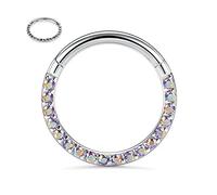 Septum Jewelry 14G 16G 18G 6-10mm Unique Front Facing CZ/Opal/Five-Pointed/Pyramid Shape Steel Seal Design 316L Surgical Steel Septum Piercing Jewelry Helix Tragus
