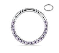 Septum Jewelry 14G 16G 18G 6-10mm Unique Front Facing CZ/Opal/Five-Pointed/Pyramid Shape Steel Seal Design 316L Surgical Steel Septum Piercing Jewelry Helix Tragus