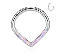 Septum Jewelry 14G 16G 18G 6-10mm Unique Front Facing CZ/Opal/Five-Pointed/Pyramid Shape Steel Seal Design 316L Surgical Steel Septum Piercing Jewelry Helix Tragus