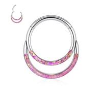 Septum Jewelry 14G 16G 18G 6-10mm Unique Front Facing CZ/Opal/Five-Pointed/Pyramid Shape Steel Seal Design 316L Surgical Steel Septum Piercing Jewelry Helix Tragus