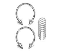 Septum Nose Rings, 10Pcs Set Stainless Steel, Horseshoe Jewelry for Nose Lip Eyebrow and Tongue Circular Hoop Earring Body Jewelry with Multiple Sizes for Daily Wear