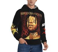 Sepultura Roots Logo Black Hoodie Men's Long Sleeve Warm Pullover with Hood Casual Top Sweatshirt with Pocket Merch for Fans Gifts