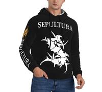 Sepultura Roots Logo Black Hoodie Men's Long Sleeve Warm Pullover with Hood Casual Top Sweatshirt with Pocket Merch for Fans Gifts