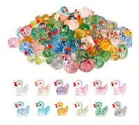 SEPVEL 60 Pcs Mini Ducks, 12 Colours Glitter Resin Tiny Ducks, Little Miniature Duck Figures for Aquarium, Dollhouse, Fairy Garden, Bonsai, Micro Landscape Decoration and Hidden Duck Game