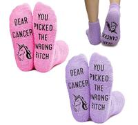 SEPWGUMD Inspirational Breast Cancer Awareness Socks - 2-Pair Set in Pink & Purple | Comfort Fit for Women | Uplifting Gift for Survivors & Supporters