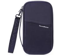 SEPWIK Travel Passport Wallet RFID Family Passport Holder with Hand Strap, Waterproof Travel Document Organizer for Credit Card, Boarding Pass, ID, Money, Flight Tickets Scandihome Series, Navy Blue