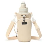 SEPWIK Water Bottle Carrier Bag With Phone Pocket - 40oz Holder Pouch With Adjustable Strap, Sleeve for Walking, Hiking, Camping, Gym - Scandihome Series Cream