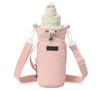 SEPWIK Water Bottle Carrier Bag With Phone Pocket - 40oz Holder Pouch With Adjustable Strap, Sleeve for Walking, Hiking, Camping, Gym - Scandihome Series Pink
