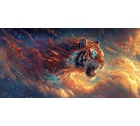 Sepwougg Large Diamond Art for Adults, 5D Diamond Painting Kit Tiger Sky, DIY Full Drill Round Craft for Relaxation & Unique Home Decor, Perfect Sparkling Rhinestone Embroidery 40x70cm B440