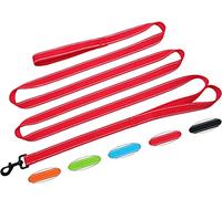 SEPXUFORE 10 FT Traffic Leash with 2 Handle Dog Lead Reflective, Easy Control Training Walking Nylon Two-Double Handle Dog Leash for Large Medium Dogs and Pullers (red)