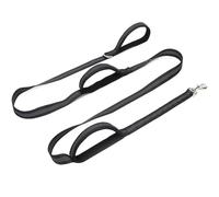 SEPXUFORE 8 ft Three Handle Dog Leash, Strong Nylon Reflective Triple Handle Dog Lead, 3 Traffic Handle Leash for Medium Large Dogs Walking Control Safety Training (Black)