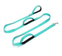 SEPXUFORE 8 ft Three Handle Dog Leash, Strong Nylon Reflective Triple Handle Dog Lead, 3 Traffic Handle Leash for Medium Large Dogs Walking Control Safety Training (Turquoise)