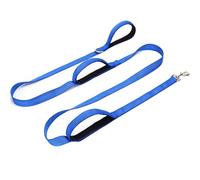 SEPXUFORE 8 ft Three Handle Dog Leash, Strong Nylon Reflective Triple Handle Dog Lead, 3 Traffic Handle Leash for Medium Large Dogs Walking Control Safety Training (Dark Blue)