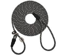 SEPXUFORE Long Slip Lead Dog Leash Reflective Anti-Choking 12 FT/20 FT/30 FT/50 FT Rope Training Leash for Medium Dogs Small Puppy Pets (30ft, Black Gray)