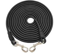 SEPXUFORE Tie Out Rope Dog Leash, 8-10-13-15-20-25-30-35-40-45-50-65 FT Heavy Duty Nylon Check Cord for Medium Large Dogs Indoor/Outdoor Playing Camping Backyard (Black, 3/8" x 65ft)
