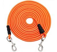 SEPXUFORE Tie Out Rope Dog Leash, 8-10-13-15-20-25-30-35-40-45-50 FT Heavy Duty Nylon Check Cord for Medium Large Dogs Indoor/Outdoor Playing Camping Backyard (Orange, 3/8" x 20ft)