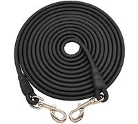 SEPXUFORE Tie Out Rope Dog Leash, 8-10-13-15-20-25-30-35-40-45-50 FT Heavy Duty Nylon Check Cord for Medium Large Dogs Indoor/Outdoor Playing Camping Backyard (Black, 3/8" x 15ft)