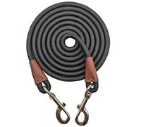 SEPXUFORE Tie Out Rope Dog Leash, 8-10-13-15-20-25-30-35-40-45-50 FT Heavy Duty Nylon Check Cord for Medium Large Dogs Indoor/Outdoor Playing Camping Backyard (Black, 3/8" x 10ft)