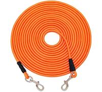 SEPXUFORE Tie Out Rope Dog Leash, 8-10-13-15-20-25-30-35-40-45-50 FT Heavy Duty Nylon Check Cord for Medium Large Dogs Indoor/Outdoor Playing Camping Backyard (Orange, 3/8" x 15ft)