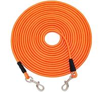 SEPXUFORE Tie Out Rope Dog Leash, 8-10-13-15-20-25-30-35-40-45-50 FT Heavy Duty Nylon Check Cord for Medium Large Dogs Indoor/Outdoor Playing Camping Backyard (Orange, 3/8" x 30ft)