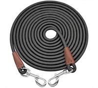 SEPXUFORE Tie Out Rope Dog Leash, Long Tether 8-10-13-15-20-25-30-35-40-50-65FT Nylon Check Cord for Medium Large Dogs Outdoor Playing Camping Backyard (Black, 3/8" x 25ft)