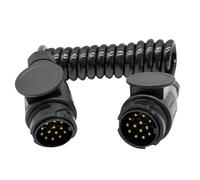 Sepzlly 13 Pin Trailer Extension Cable 2.0m Coiled Cable, Male and Male Plug Adaptor Tractor Towing Adapter for Car Caravan Truck Boat