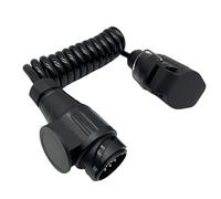 Sepzlly 13 Pin Trailer Extension Cable 2.0m Coiled Cable with Plug Socket Male to Female Connector Tractor Towing Adapter for Car Caravan Truck Boat