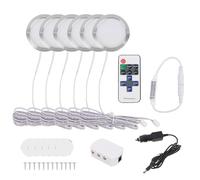 Sepzlly 6PCS Interior LED Spot Lights 12V Campervan Spots Light Dimmable with Remote Control Splitter Adapter Car Charger 6000K Cool White 2W Downlights for T4 T5 Camper Van Boat Motorhome Silver