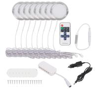 Sepzlly 8PCS Interior LED Spot Lights 12V Campervan Spots Light Dimmable with Remote Control Splitter Adapter Car Charger 6000K Cool White 2W Downlights for T4 T5 Camper Van Boat Motorhome Silver