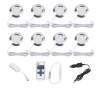 Sepzlly 8PCS LED Campervan Recessed Mount Ceiling Light Dimmable with Remote Control Splitter Adapter Car Charger 6000K Cool White 3W Interior Spot Lights for T4 T5 Camper Van Motorhome Silver