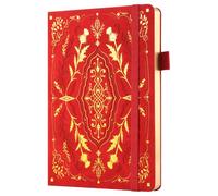 SeQeS A5 Bullet Dotted Journal, 5mm Grid, 160gsm Bleedproof Paper, 160 Numbered Pages, PU Leather Hardcover with Gold/Silver Page Edges, Bullet Journals for Creatives & Professionals (Gilded Thistle)