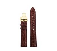 SEQLTWFC 16mm 17mm 18mm 19mm 20mm 21mm 22m Black Blue Brown Crocodile Watch Strap Compatible With CARTIER CLÉ DE Bracelet Leather Watchband(Brown gold,17mm width)