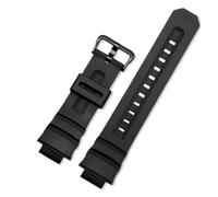 SEQLTWFC 16mm Grade Rubber Wrist Strap Compatible With Casio AW- 591/590/AWG-M100/101/G-7700 Replacement Watch Band Man Black Bracelet(Black bk)