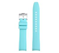 SEQLTWFC 18/19/20/21/22mm Curved End Strap Compatible With Tissot 1853 Men Women High Tensile Silicone Butterfly Buckle Watch Band Compatible With MoonSwatch(Light blue,22mm)