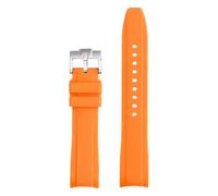 SEQLTWFC 18/19/20/21/22mm Curved End Strap Compatible With Tissot 1853 Men Women High Tensile Silicone Butterfly Buckle Watch Band Compatible With MoonSwatch(Orange,19mm)