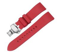 SEQLTWFC 20 21 22 23 24mm Quick Release FKM Rubber Watch Band Compatible With Casio Seiko Tissot Citizen Omega Longines Sport Silicone Strap Bracelet(Red silver,24mm)