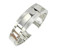 SEQLTWFC 20mm 21mm 904L Watchbands Compatible With Rolex SUBMARINER DAYTONA Men Folding Clasp Watch Strap Solid Stainless Steel Watch Bracelet(Bright silver,21mm)