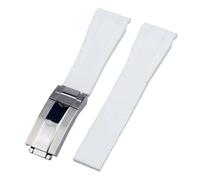 SEQLTWFC 20mm 21mm Rubber Watchband Compatible With Rolex Submariner DAYTONA GMT Yacht-Master Silicone Strap Black Watch Band Bracelet(White silver,21mm)
