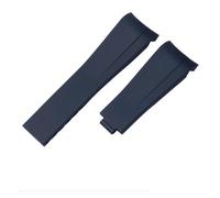 SEQLTWFC 20mm 21mm Rubber Watchband Compatible With Rolex Submariner DAYTONA GMT Yacht-Master Silicone Strap Black Watch Band Bracelet(Blue no clasp,21mm)