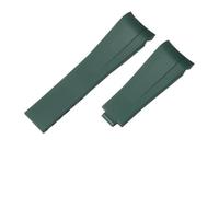 SEQLTWFC 20mm 21mm Rubber Watchband Compatible With Rolex Submariner DAYTONA GMT Yacht-Master Silicone Strap Black Watch Band Bracelet(Green no clasp,21mm)