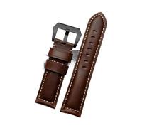 SEQLTWFC 20mm 22mm 24mm 26mm Men's Frosted Green Brown Genuine Leather Retro Watch Band Compatible With Panerai Casio Cowhide Watchband Wrist Strap(36 brown-black,22mm)