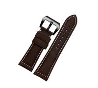 SEQLTWFC 20mm 22mm 24mm 26mm Men's Frosted Green Brown Genuine Leather Retro Watch Band Compatible With Panerai Casio Cowhide Watchband Wrist Strap(Dark brown-black,26mm)